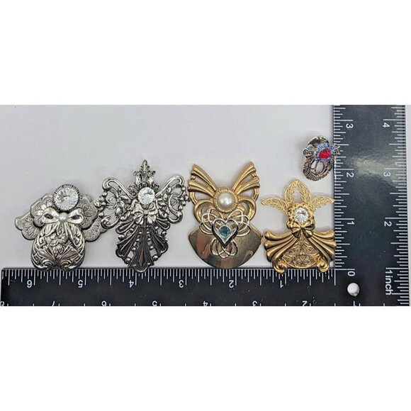 Jane AOL Guardian Angel Pin Brooches Silver & Gold Tone Faux Pearl Lot of 5 Xmas - Picture 13 of 15
